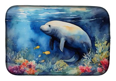 Manatee Dish Drying Mat Absorbent Dish Drying Mat Pad for Kitchen Counter Dish Drainer Mat for Countertop, 14 x 21", Multicolor