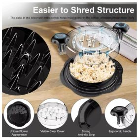 Large Chicken Shredder Tool Twist Meat Shredding Grinder Handles Non-Slip No BPA (Option: Black)