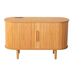 Fralimk Sideboard Buffet Cabinet With Storage, Modern Fluted Storage Cabinet For Dining Room, Tambour Door Console Table For Living Room, Office (Option: Oak)