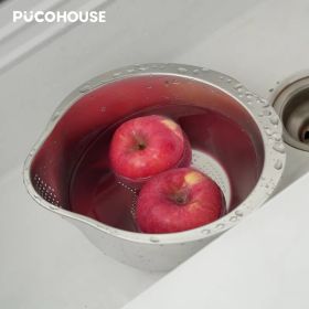 Slanted Bottom Drain Bowl - A Versatile Colander For Pasta, Rice, And Produce, A Time-saving Kitchen Sink Helper (Option: Silver)